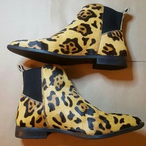 Leopard Slip On Ankle Boots Size 5